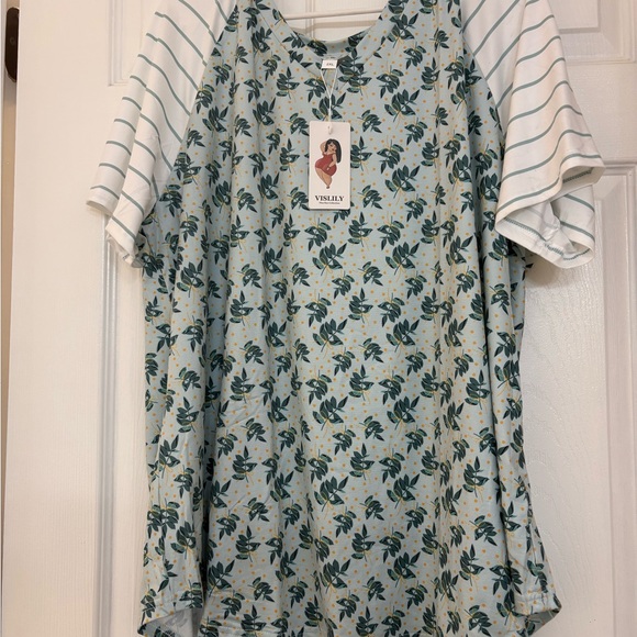 Vislily Tops - Vislily Floral and Striped Top